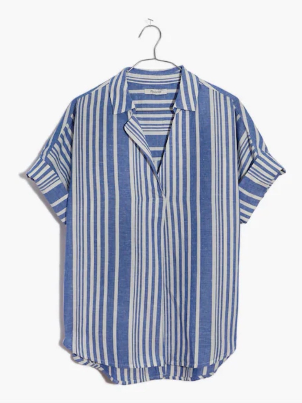 MADEWELL Courier Button-Back Shirt in Hinsdale Stripe Size Medium